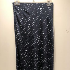 Aritzia Navy Polka Dot Midi Skirt